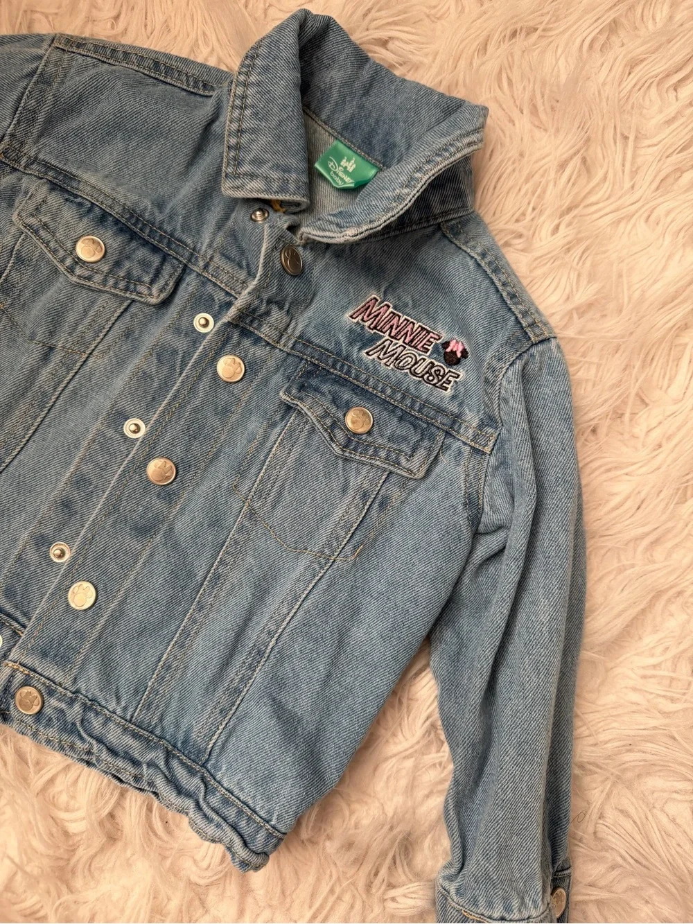 Disney Baby Minnie Mouse Denim Jean Jacket Glitter Bow